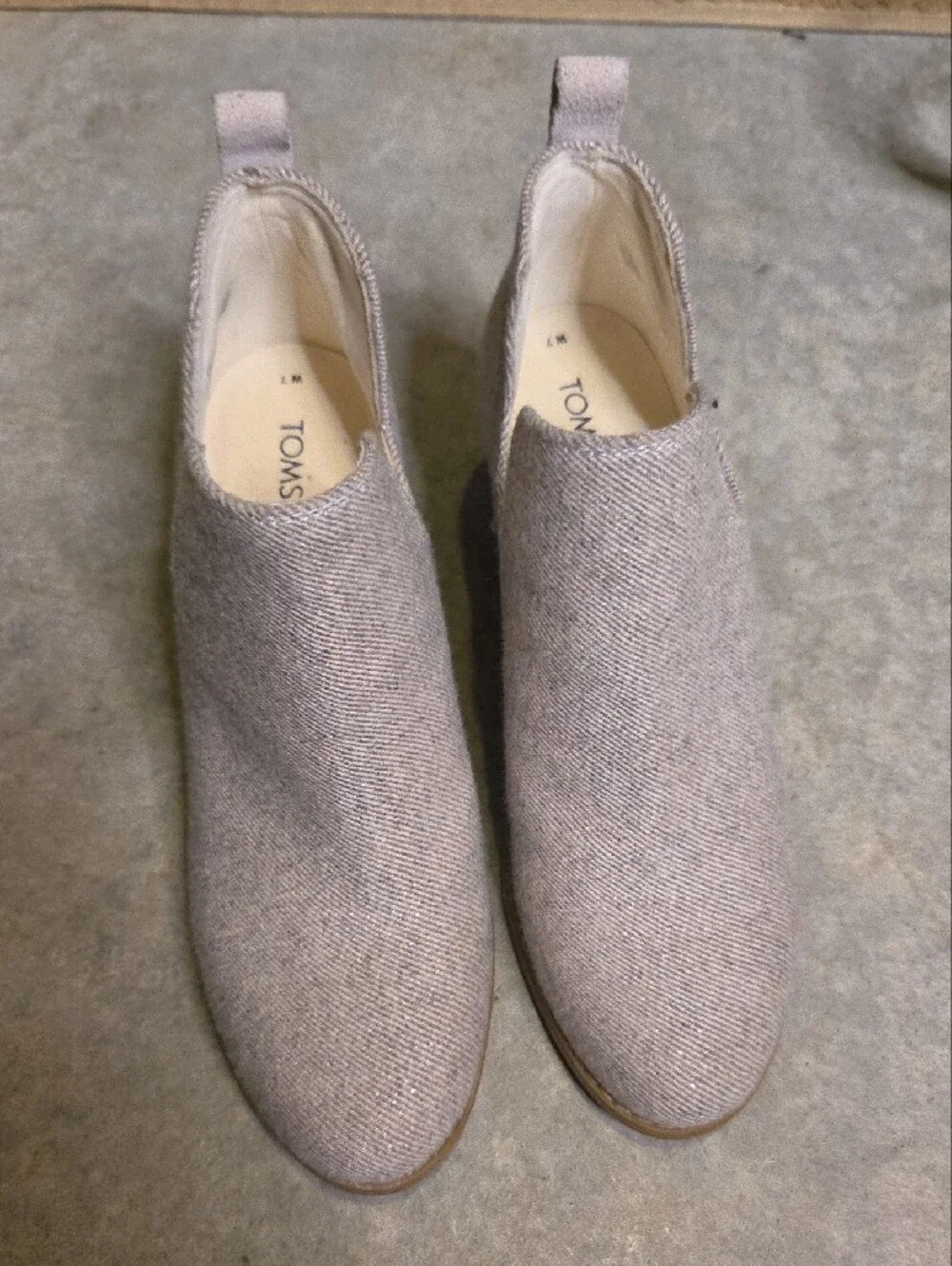 TOMS Taupe Fabric Wedge Booties